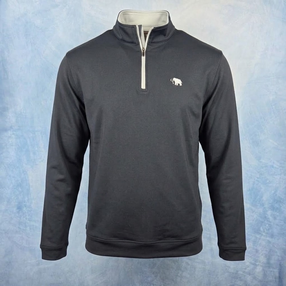 Peter Millar Crown Sport Mens XL Gray Quarter Zip Pullover Mammoth Logo Golf